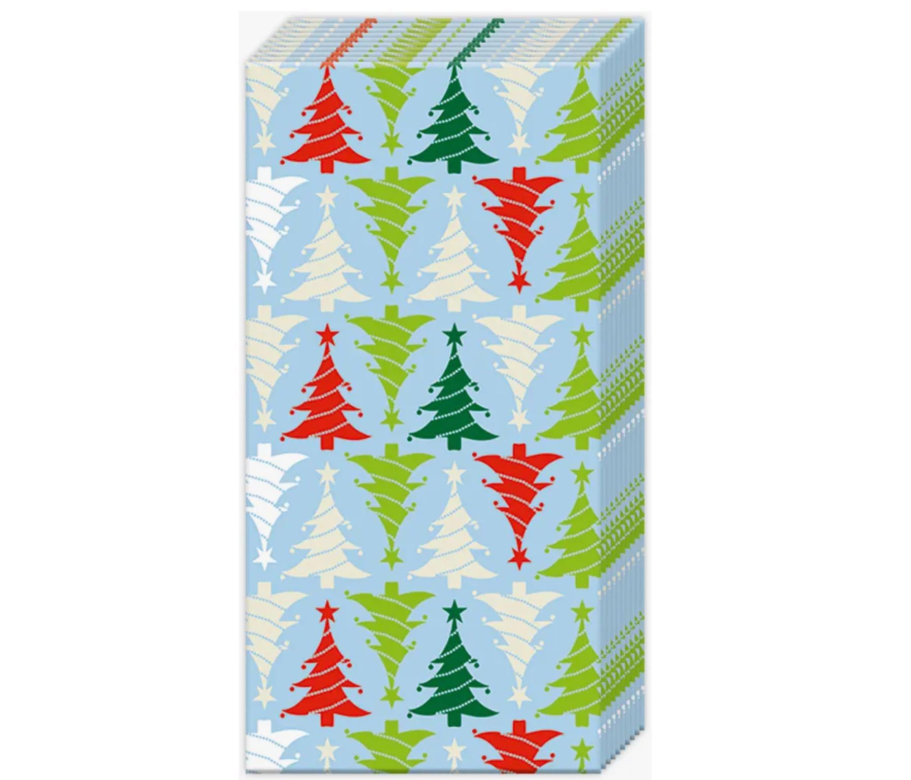 Pocket Tissues | Trees in Line Light Blue Christmas