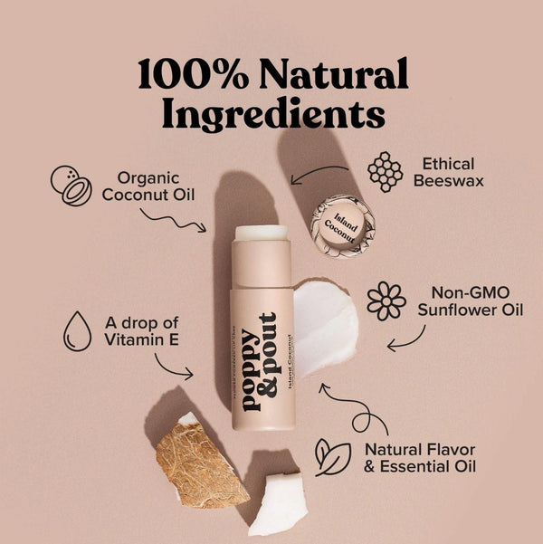 Poppy & Pout Natural Lip Balm | Island Coconut