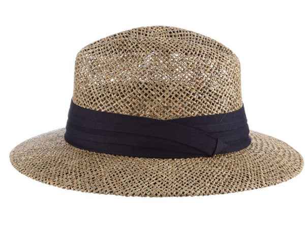 Portland Twisted Seagrass Straw Safari Hat | Navy