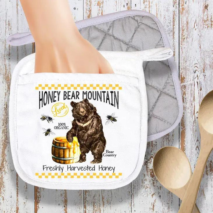Pot Holder Oven Mitt | Black Bear Honey Pot