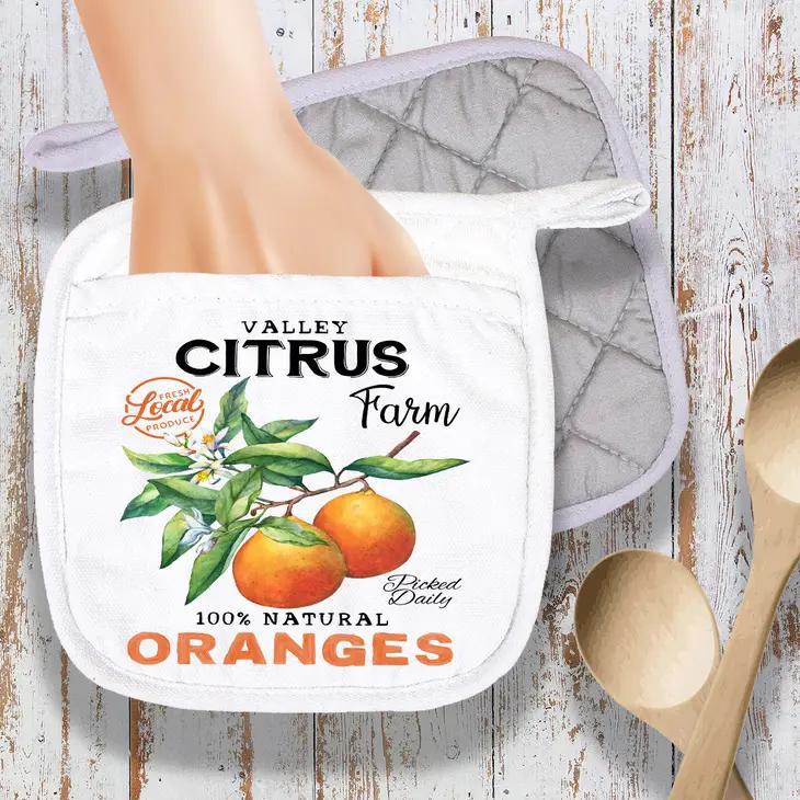 Farm Fresh Citrus Oranges Kitchen Cotton Tea Towels