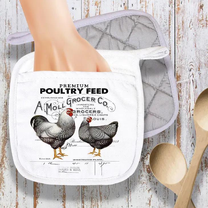 Pot Holder Oven Mitt | Farmers Market Poultry Feed Chicken