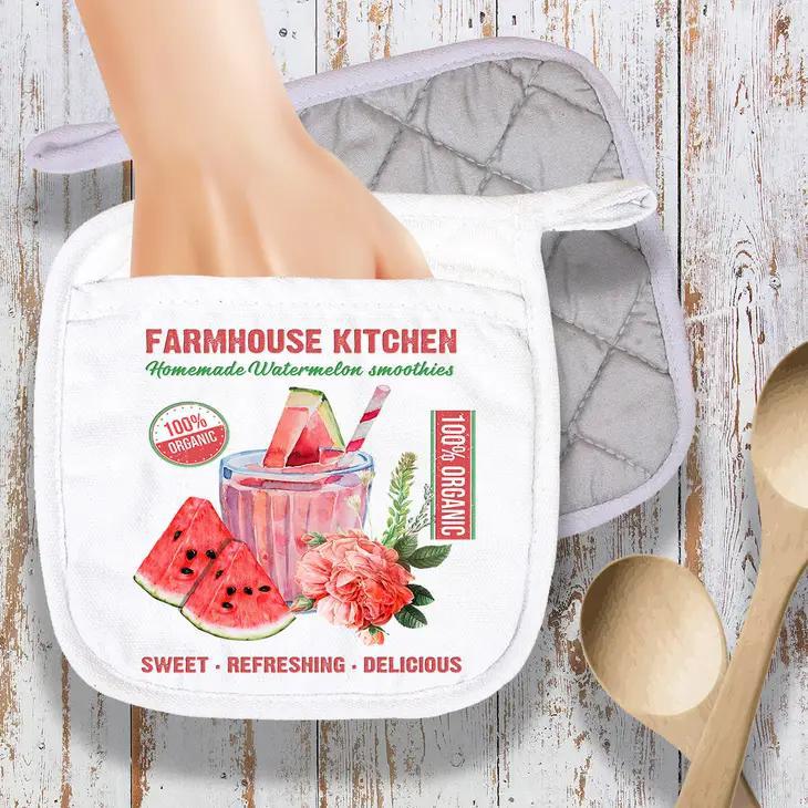Pot Holder Oven Mitt | Farmhouse Kitchen Summer Watermelon