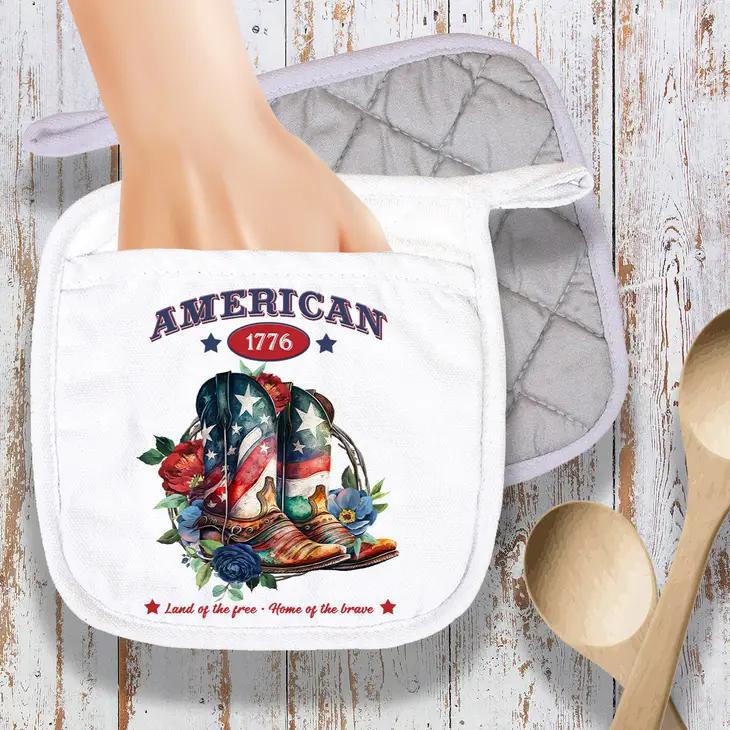Pot Holder Oven Mitt | Patriotic Western Cowboy Boots