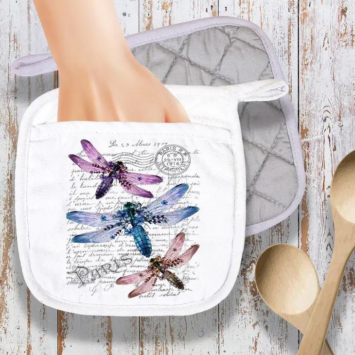 Pot Holder Oven Mitt | Vintage Dragonfly Paris