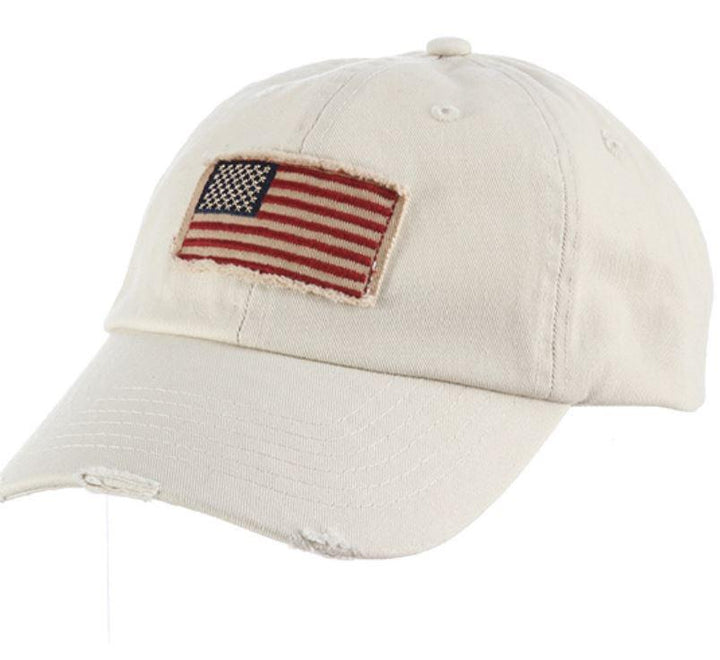 USA Unstructured Distressed American Flag Baseball Cap Putty USA Unstructured Distressed American Flag Baseball Cap