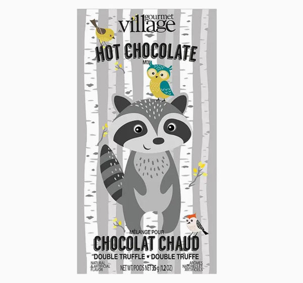 Gourmet Du Village Double Truffle Hot Chocolate Packet Woodland Animals Racoon