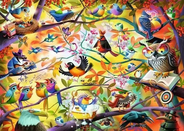 Ravensburger | Dean MacAdam: Busy Birdies 1000 Piece Jigsaw Puzzle Ravensburger | Dean MacAdam: Busy Birdies 1000 Piece Jigsaw Puzzle