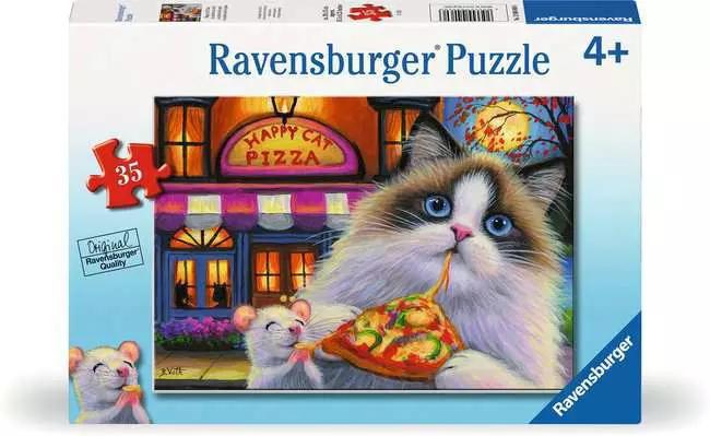 Ravensburger | Happy Cat Pizza 35-Piece Children's Jigsaw Puzzle Ravensburger | Happy Cat Pizza 35-Piece Children's Jigsaw Puzzle