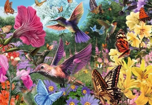 Ravensburger Jigsaw Puzzle | Hummingbirds and Butterflies 200 Piece Ravensburger Jigsaw Puzzle | Hummingbirds and Butterflies 200 Piece