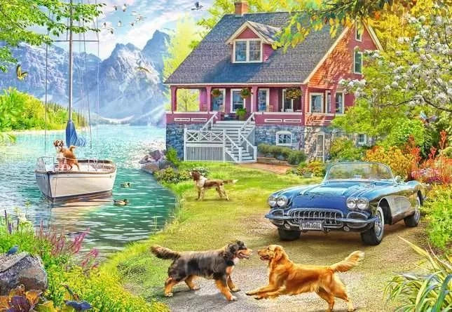 Ravensburger Jigsaw Puzzle | Summer Lake House 200 Piece Ravensburger Jigsaw Puzzle | Summer Lake House 200 Piece