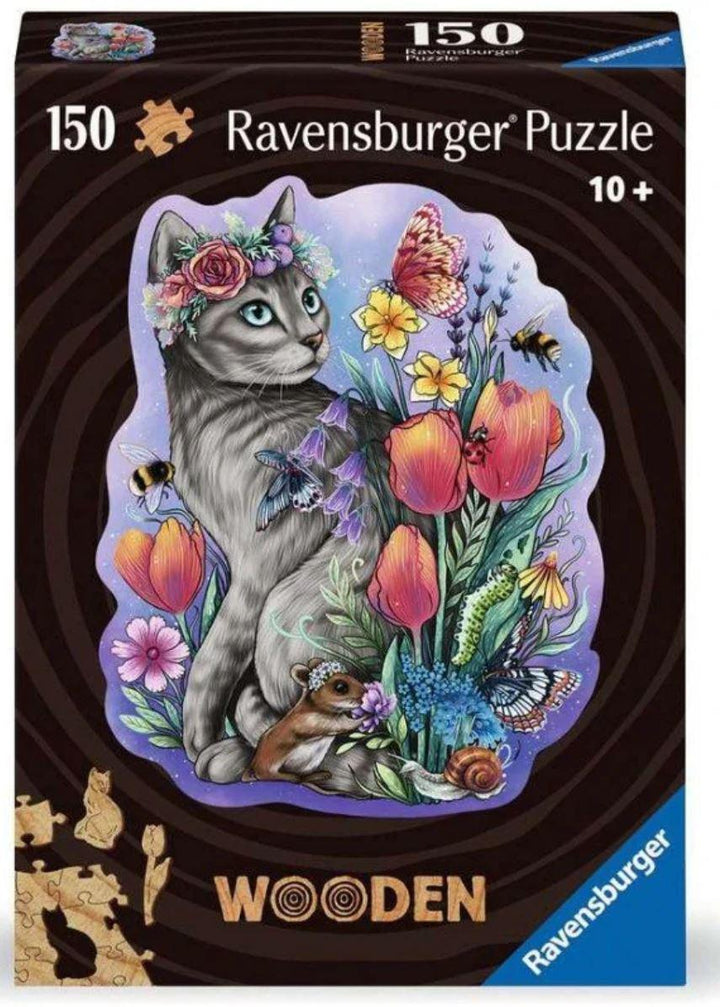 Ravensburger Wooden Jigsaw Puzzle | Cozy Cat 150 Piece