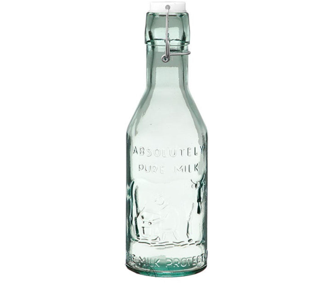 Recycled Glass Milk Bottle with Clamp Recycled Glass Milk Bottle with Clamp