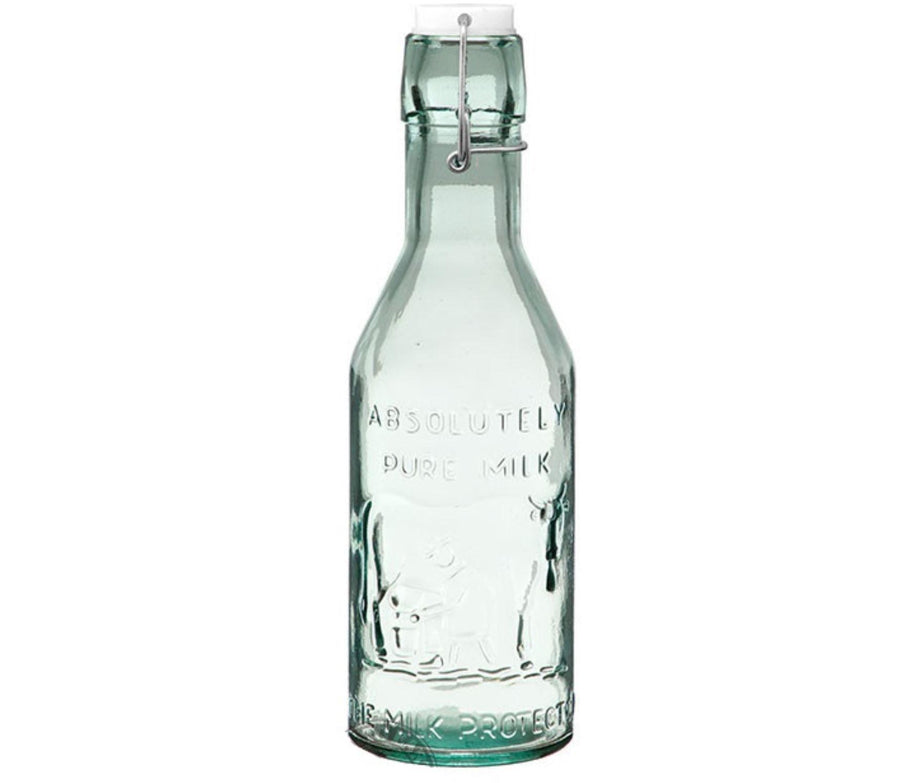 Recycled Glass Milk Bottle with Clamp Recycled Glass Milk Bottle with Clamp