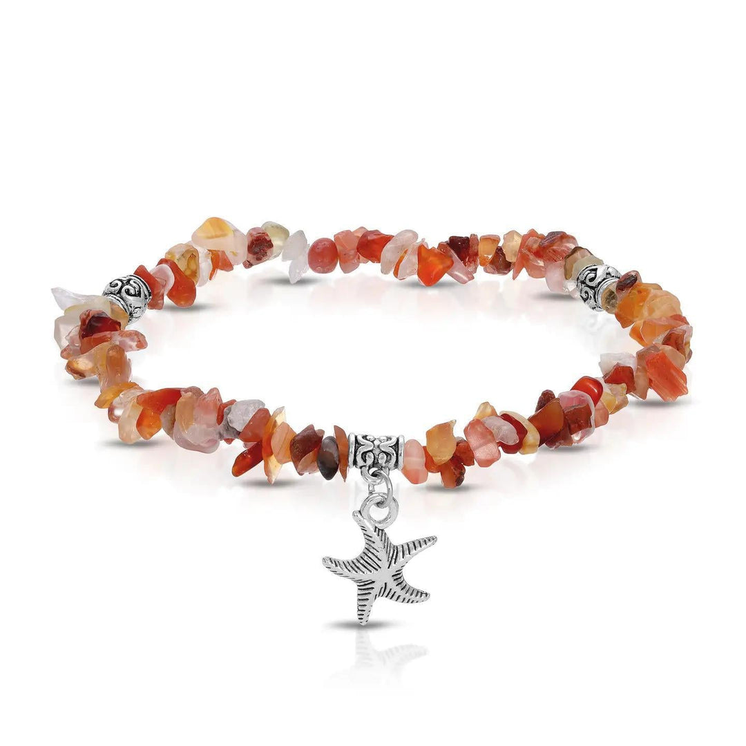 My Fun Colors Anklets Ankle Bracelets Red Agate Wsilver Starfish Charm My Fun Colors Anklets Ankle Bracelets