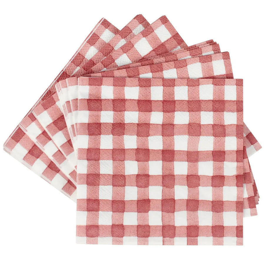 Red Gingham Beverage Paper Napkins Red Gingham Beverage Paper Napkins
