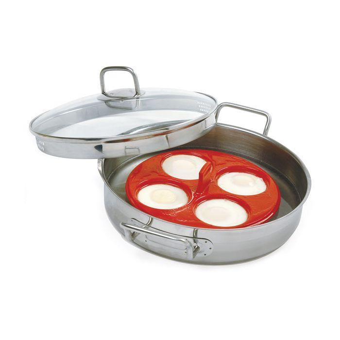 Red Silicone 4 Egg Poacher Red Silicone 4 Egg Poacher