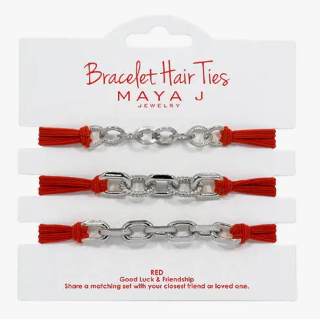 Maya J Bracelet Hair Tie Red Silver Maya J Bracelet Hair Tie