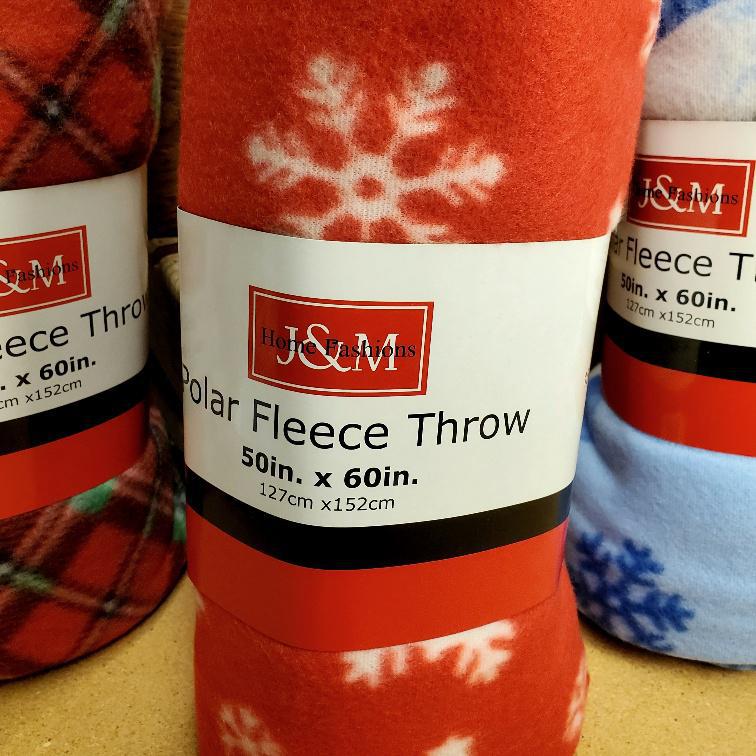 Holiday Polar Fleece Throw Blanket Red Snowflakes Holiday Polar Fleece Throw Blanket