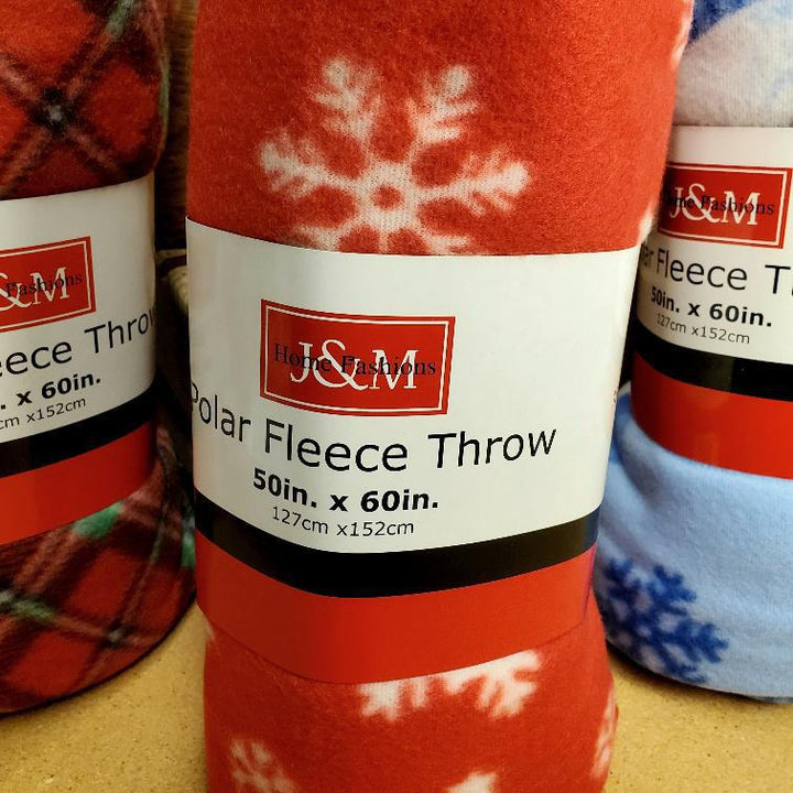 Holiday Polar Fleece Throw Blanket Red Snowflakes Holiday Polar Fleece Throw Blanket