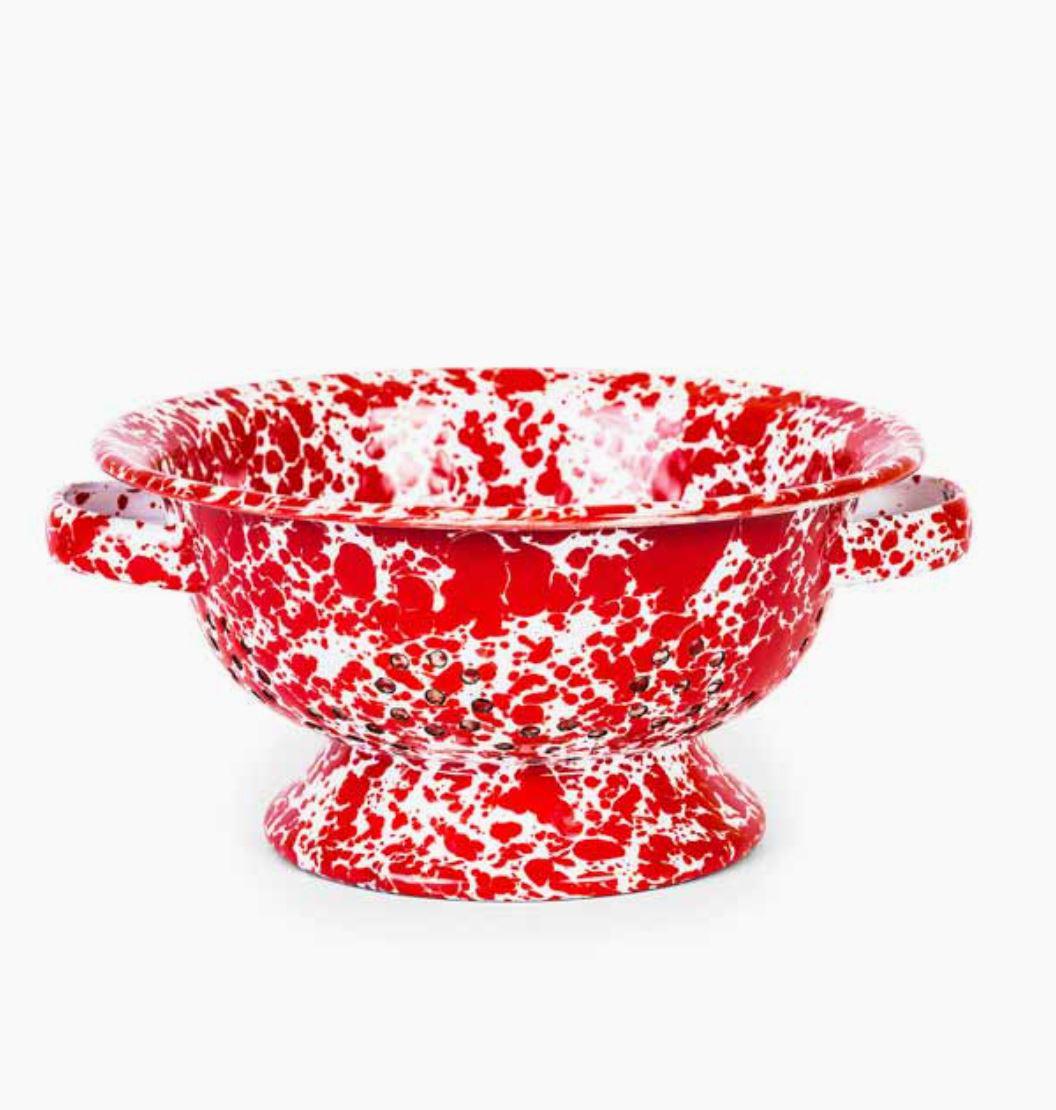 Splatter Enamelware Small Berry Colander Red