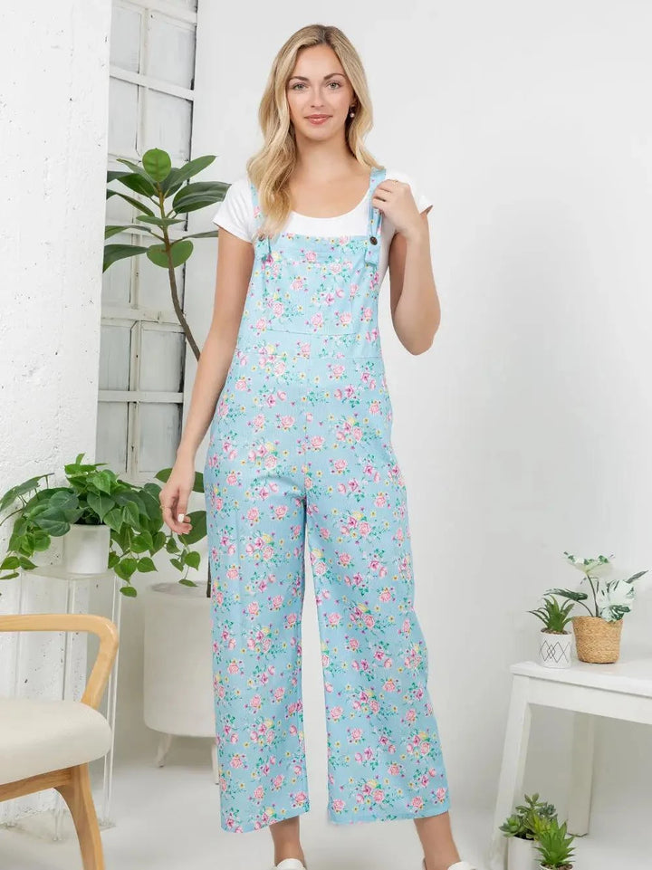 Retro Floral Wide Leg Overall Retro Floral Wide Leg Overall