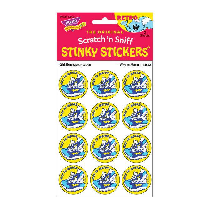 Retro Scratch & Sniff Stickers | Way to Motor! Old Shoe