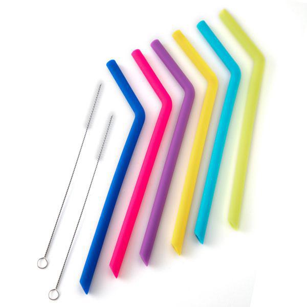 Reusable Silicone Straws & Cleaning Brushes