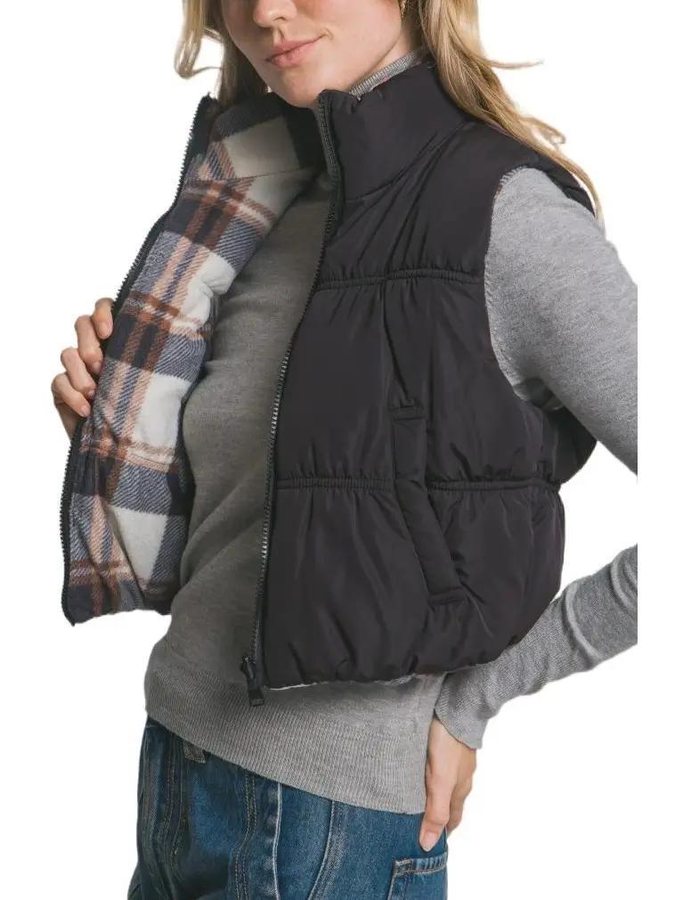 Reversible Puffer Vest Plaid Reversible Puffer Vest Plaid