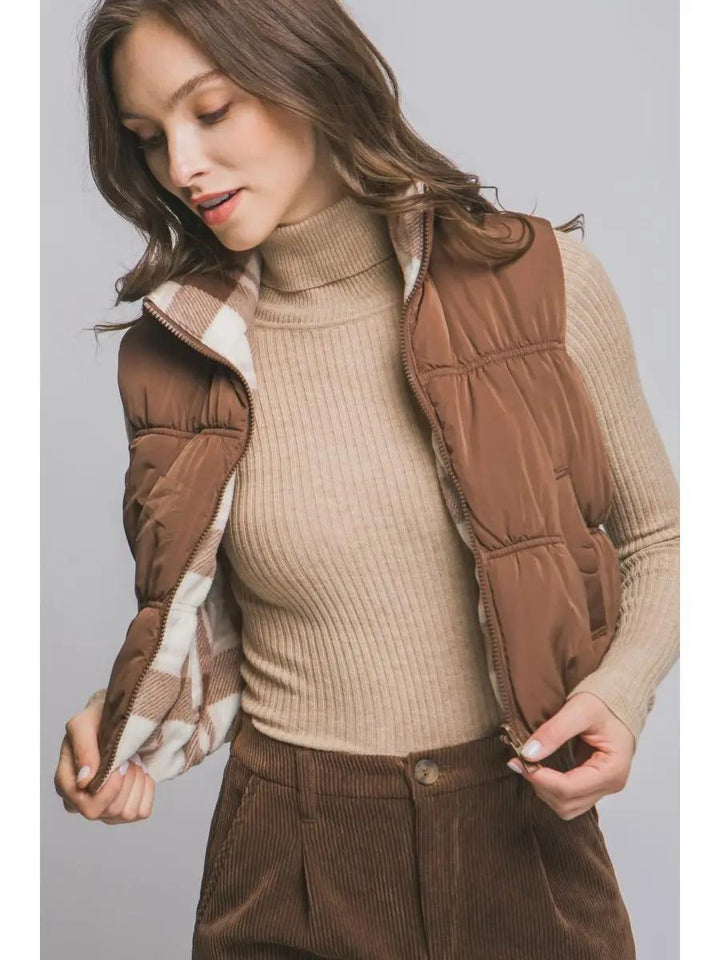 Reversible Puffer Vest Plaid Reversible Puffer Vest Plaid