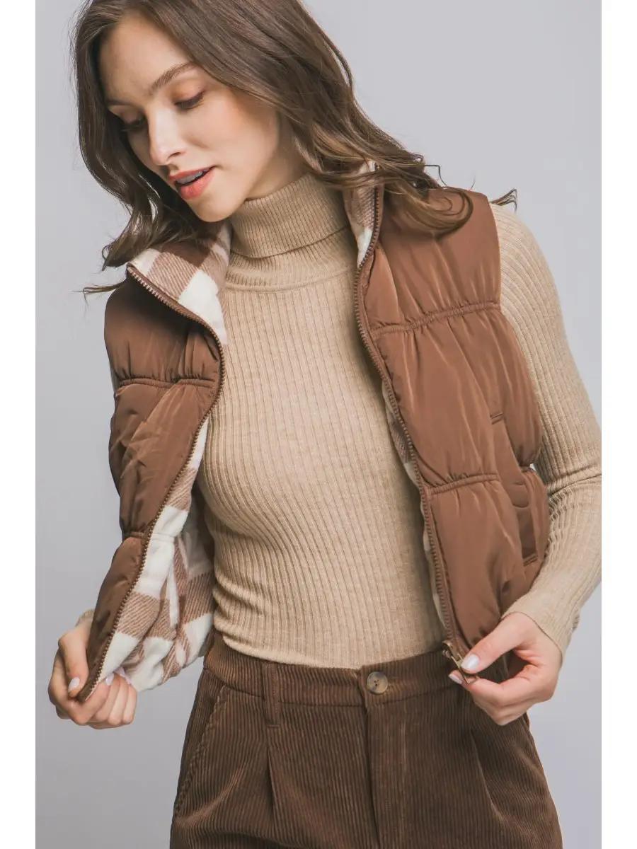 Reversible Puffer Vest Plaid Reversible Puffer Vest Plaid