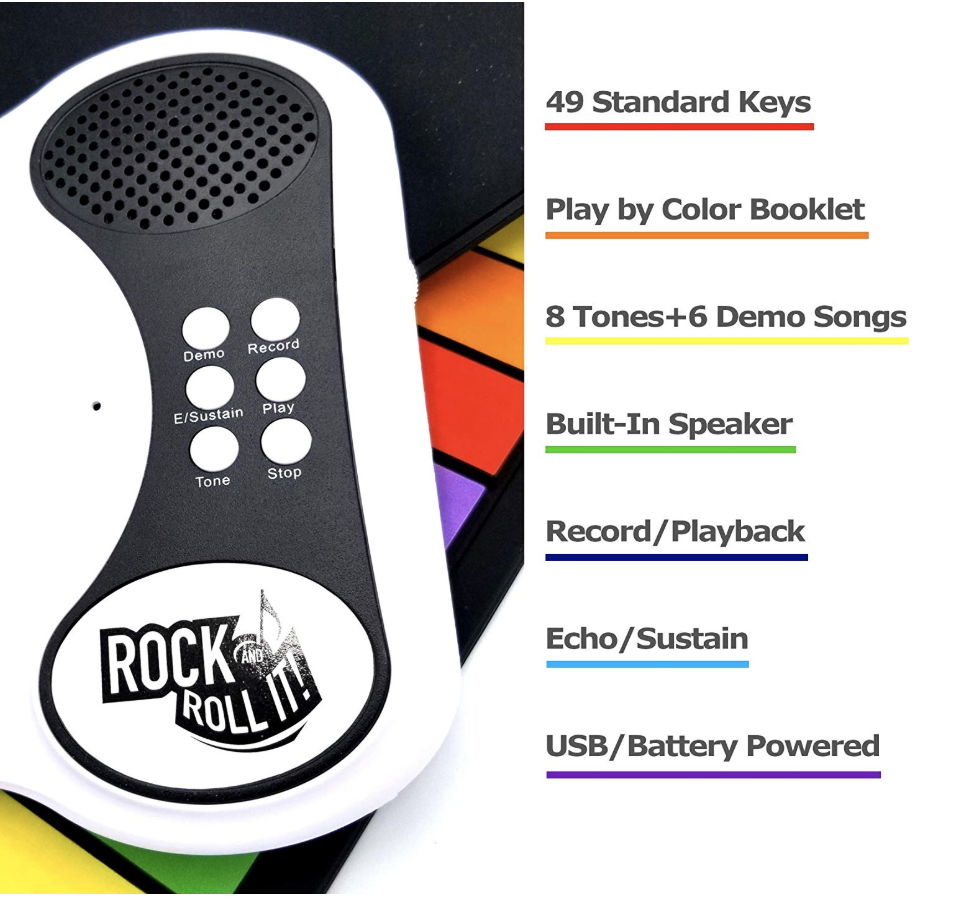Rock And Roll It | Rainbow Flexible Roll Up Piano Rock And Roll It | Rainbow Flexible Roll Up Piano