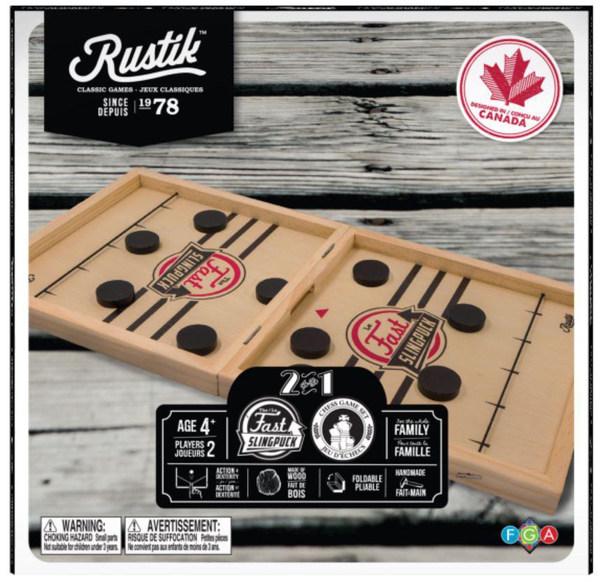 Rustik foldable 2-in-1 Chess/ Sling Puck Game