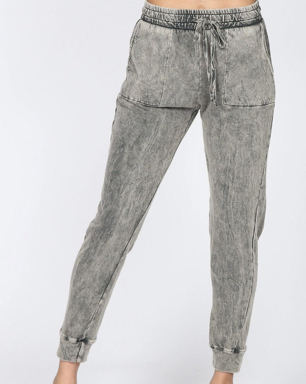 M. Rena Ankle Length Mineral Wash Lounge Joggers S Seal Grey