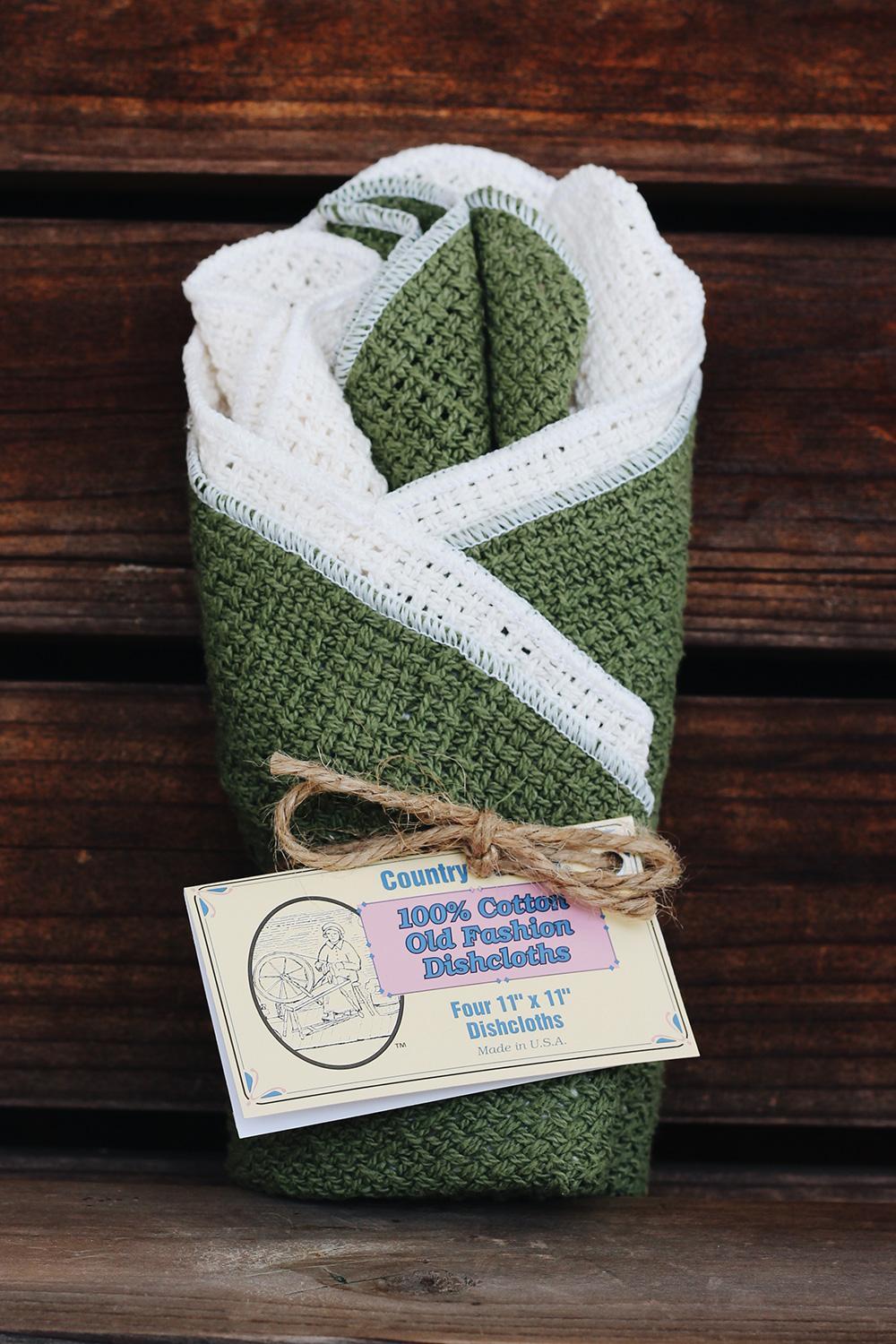 Woven Dishcloths 100% Cotton USA Made Sage & Natural Woven Dishcloths 100% Cotton USA Made