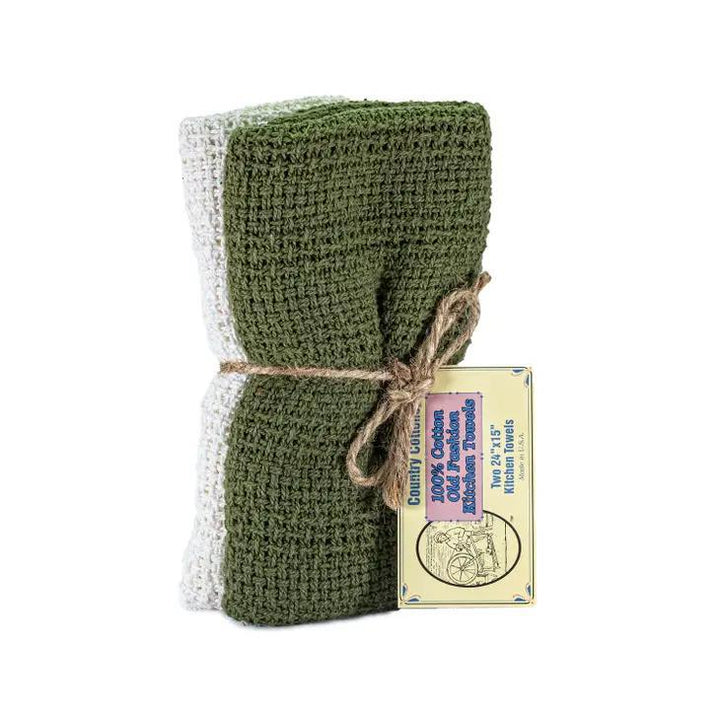 Woven Kitchen Towels 100% Cotton USA made Sage & Natural Woven Kitchen Towels 100% Cotton USA made