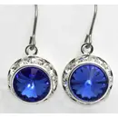 Rhinestone Rivoli Dangle Earrings Sapphire