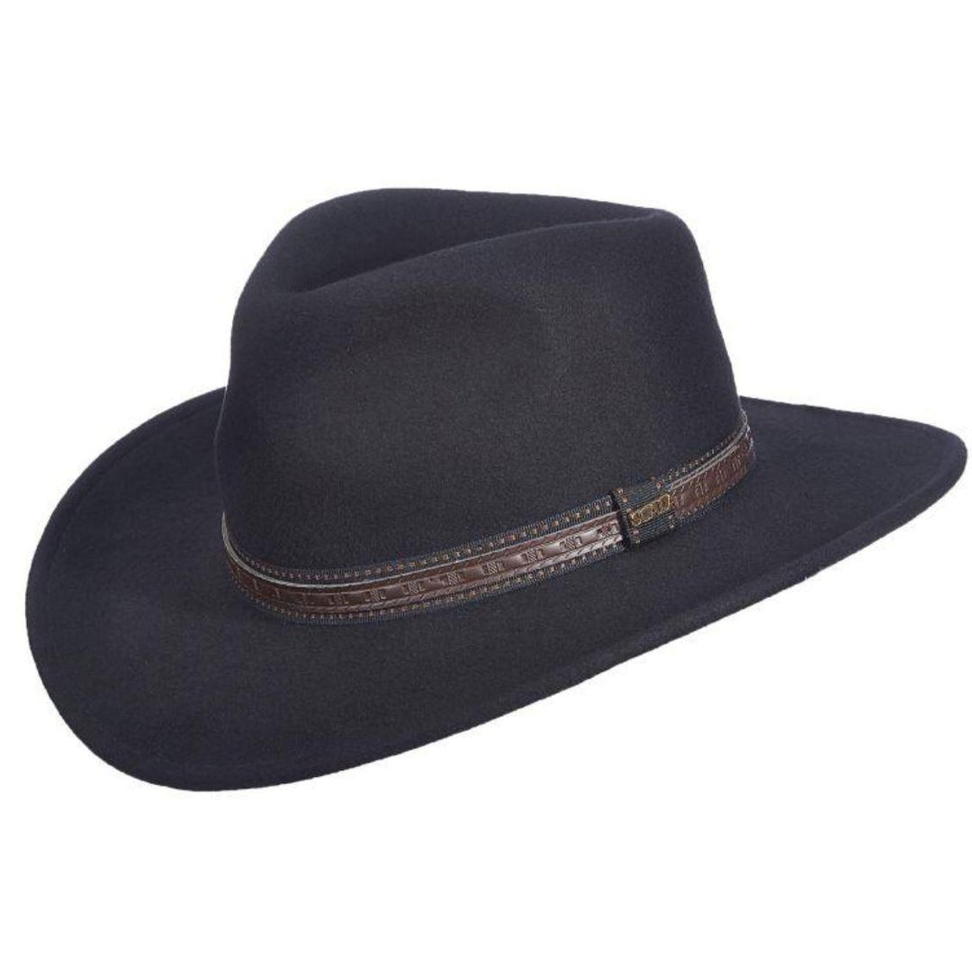 Scala San Antonio Wool Felt Outback Hat | Black Scala San Antonio Wool Felt Outback Hat | Black