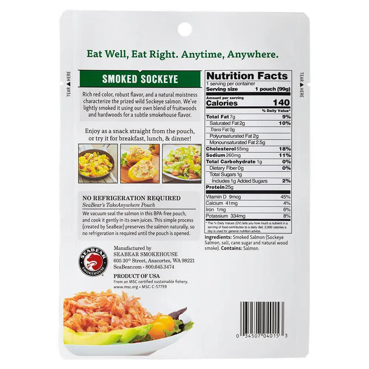 SeaBear Smokehouse Ready-To-Eat Smoked Sockeye Salmon SeaBear Smokehouse Ready-To-Eat Smoked Sockeye Salmon