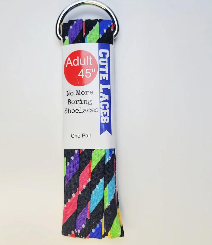 Shoelaces | Black Rainbow Stripes