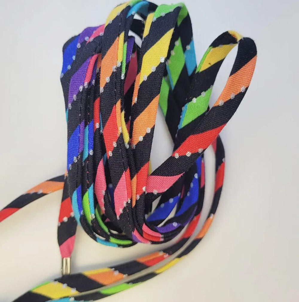 Shoelaces | Black Rainbow Stripes