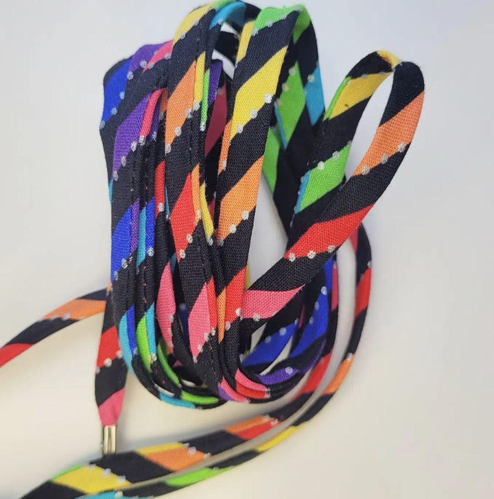 Shoelaces | Black Rainbow Stripes