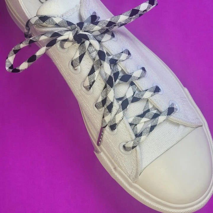 Shoelaces | Black & White Checker Shoelaces | Black & White Checker
