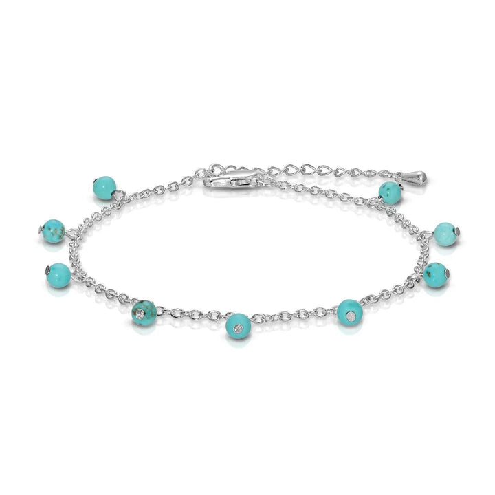 My Fun Colors Anklets Ankle Bracelets Silver Chain + Turquoise Howlite Gemstones My Fun Colors Anklets Ankle Bracelets