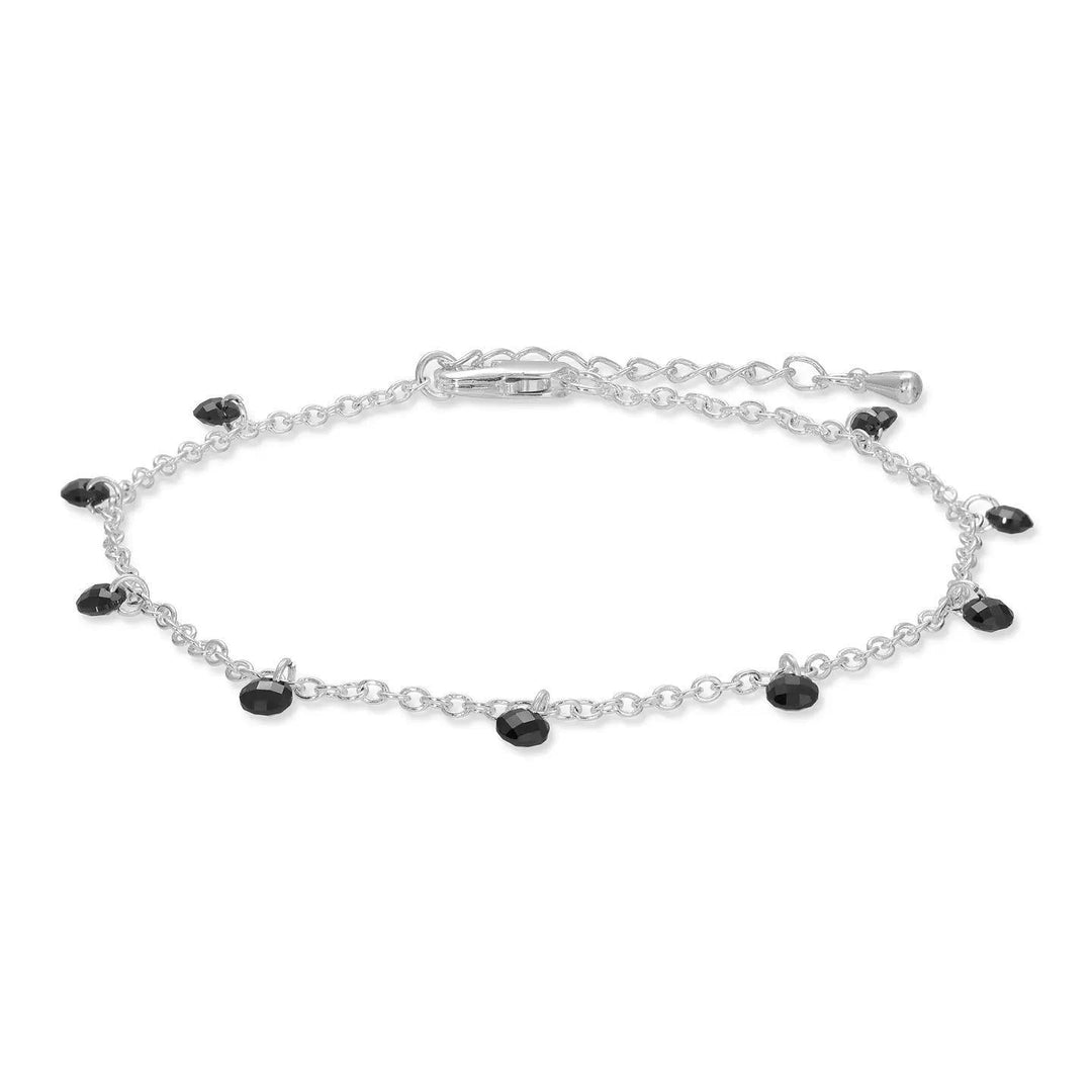 My Fun Colors Anklets Ankle Bracelets Silver Chain with Black Crystals My Fun Colors Anklets Ankle Bracelets