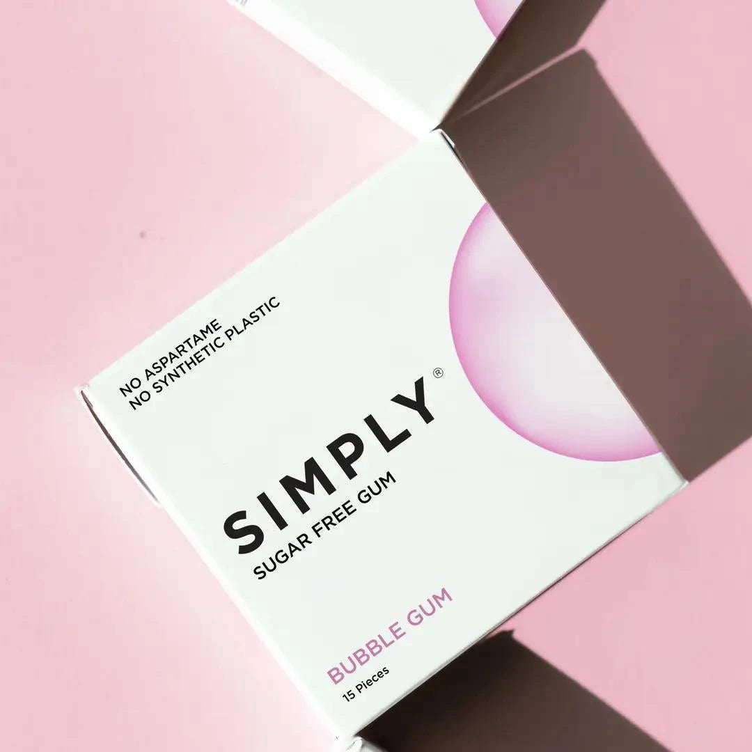 Simply Gum |Sugar Free Bubble Gum - Natural + Plastic-Free Simply Gum |Sugar Free Bubble Gum - Natural + Plastic-Free