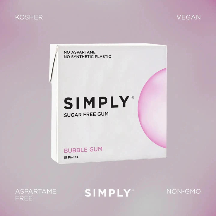 Simply Gum |Sugar Free Bubble Gum - Natural + Plastic-Free Simply Gum |Sugar Free Bubble Gum - Natural + Plastic-Free