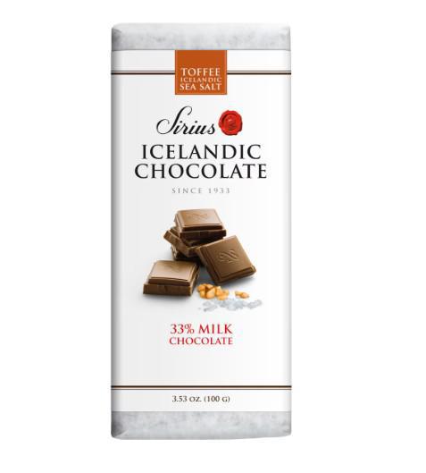 Sirius 33% Milk Chocolate Toffee Icelandic Sea Salt Sirius 33% Milk Chocolate Toffee Icelandic Sea Salt