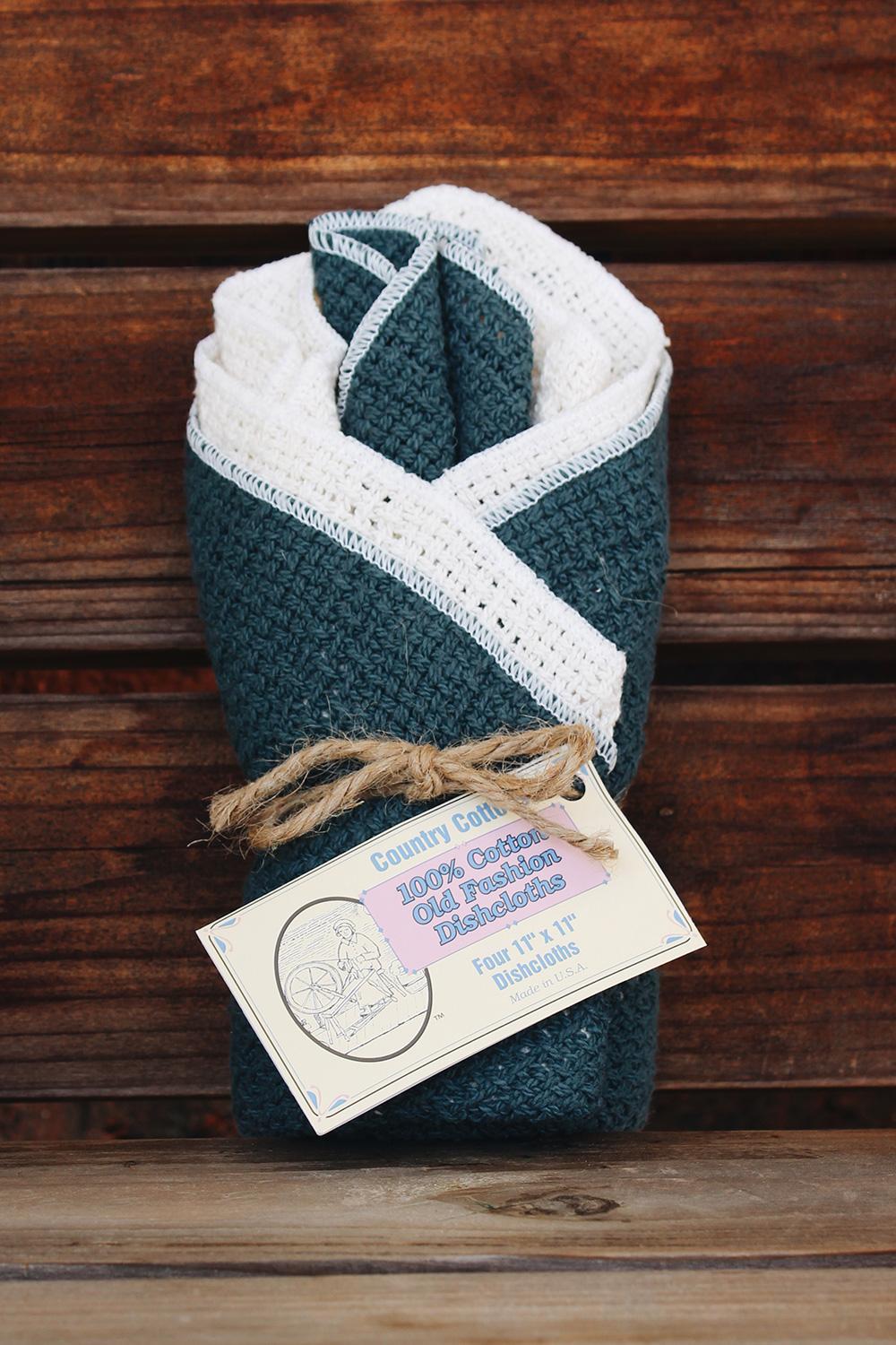 Woven Dishcloths 100% Cotton USA Made Slate Blue & Natural Woven Dishcloths 100% Cotton USA Made