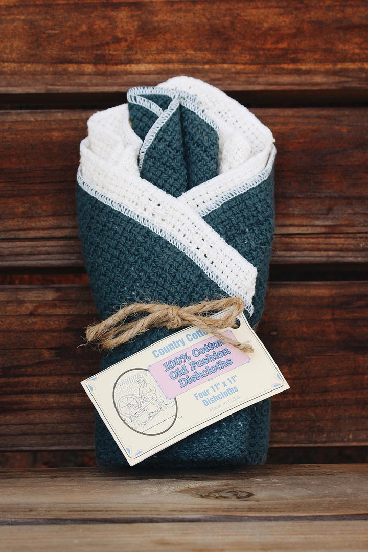 Woven Dishcloths 100% Cotton USA Made Slate Blue & Natural Woven Dishcloths 100% Cotton USA Made